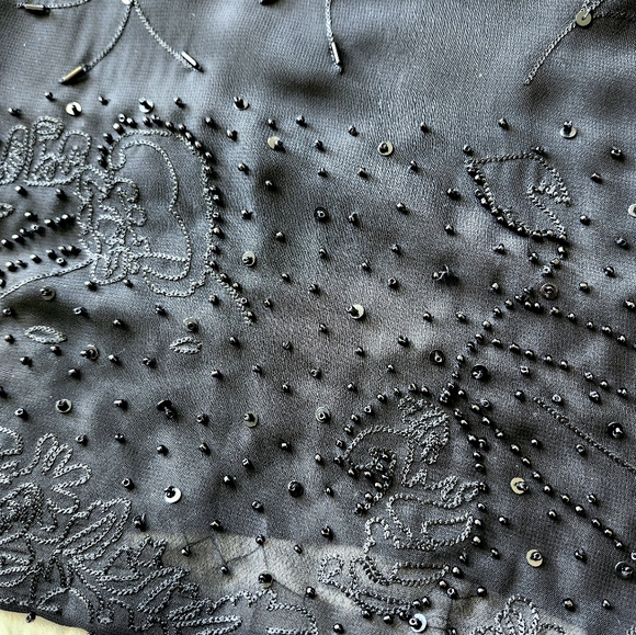 Cleo black Sheer beaded blouse, Bohemian beaded blouse, Size M - Picture 9 of 15